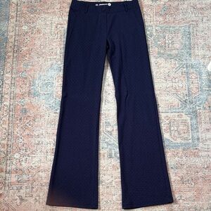 Betabrand Dress Pant Yoga Pant Navy Pants with Polka Dots Size Medium Long